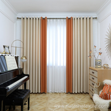 Solid color cotton and linen blockout curtain